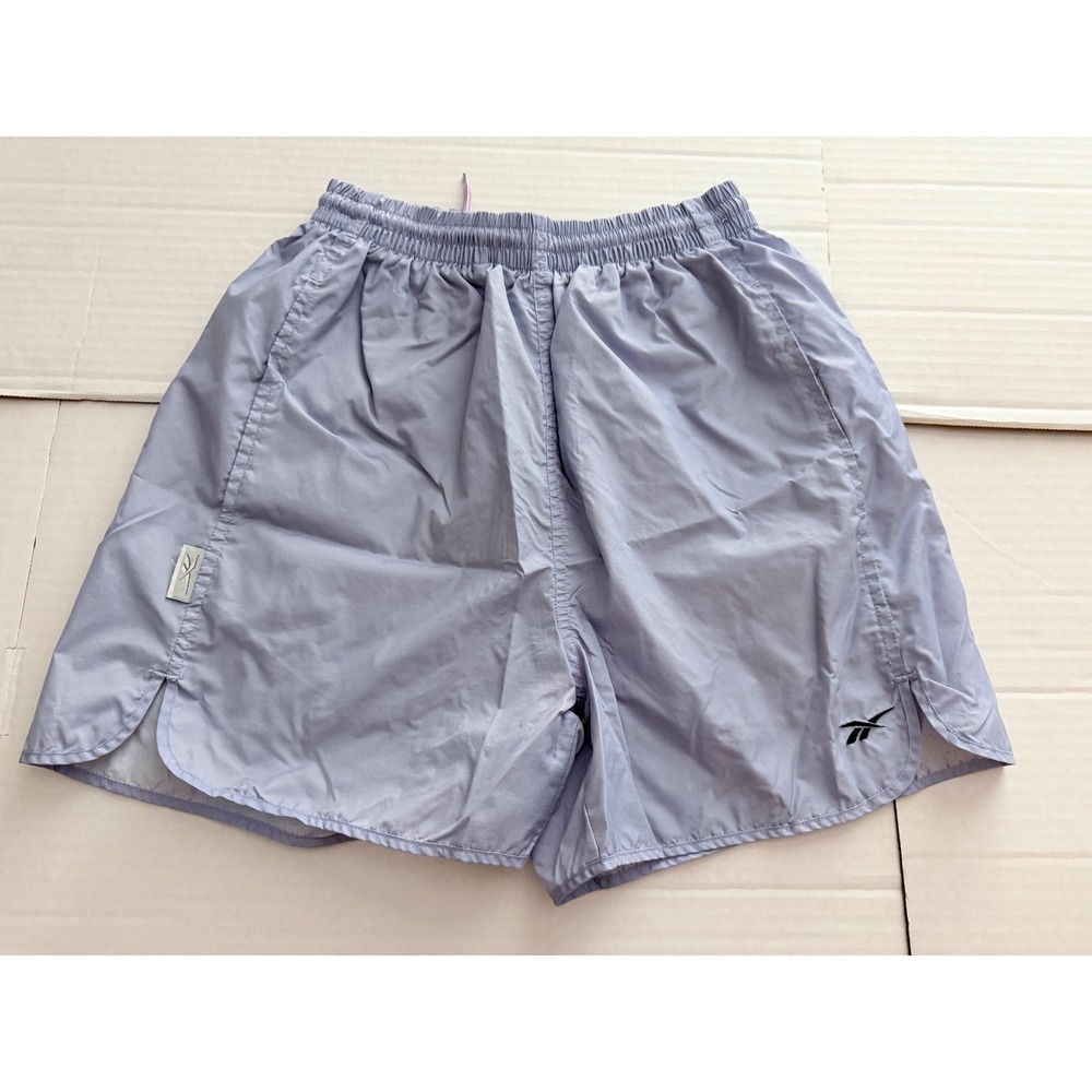 Vintage Reebok Nylon Athletic Shorts Mens Small Purple Vector Logo Running